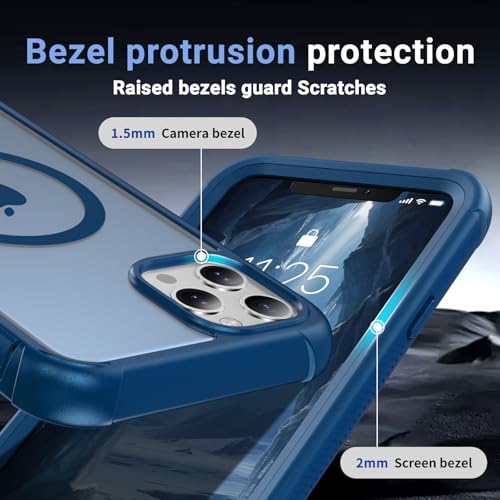 jaroco Magnetic for iPhone 11 Pro Max Case Heavy Duty Protection Deep Blue | Compatible with MagSafe,Military Grade Drop Protection,Translucent Matte,Non-Slip,Shockproof 2-Layer Durable Bumper Case - color: Deep Blue, size: iPhone 11 Pro Max