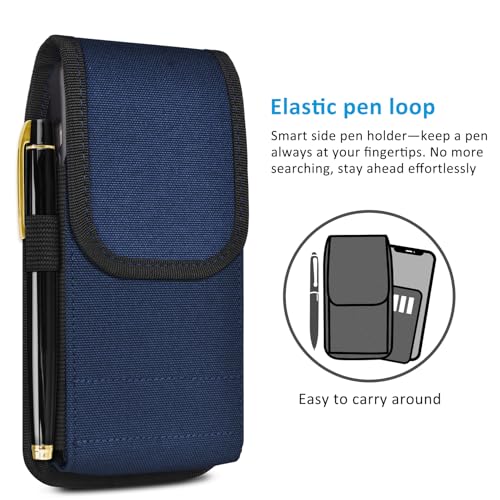 Cell Phone Holster with Card Holder Pouch Belt Clip Men for iPhone 17 Air 16 15 14 13 12 11 Pro Max Plus Samsung Galaxy S25 S24 S23 S22 Plus FE, L-Blue - color: Blue, size: L
