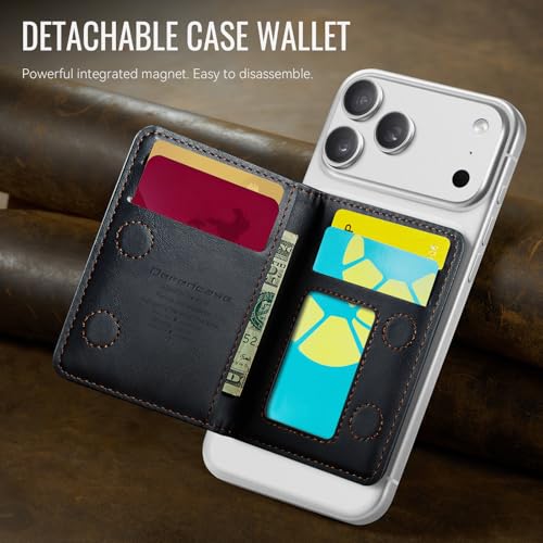 Defencase for Magsafe Wallet Magnetic Card Holder RFID Blocking, R-Black - color: Retro Black