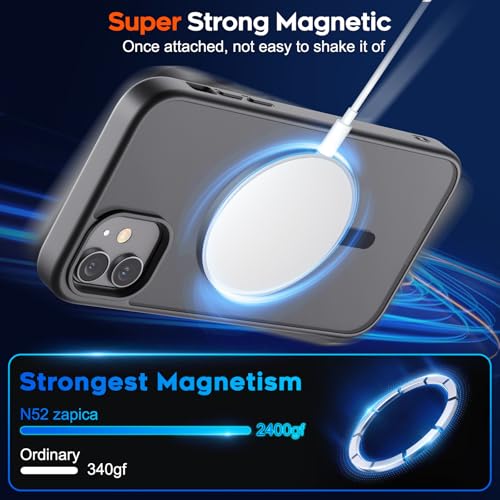 zapica Magnetic for iPhone 11 Phone Case, Black | Compatible with MagSafe, Military Grade Drop Protection, Translucent Matte Anti-Scratch Phone Cover - color: Black, size: Iphone 11 6.1''