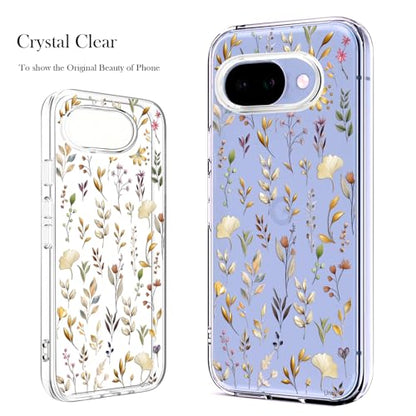 Unov for Pixel 10a Case, Clear with Design, Slim Fit Good Grip, Embossed Phone Case, Shockproof Protective Cover, Raised Camera Protection, Soft TPU, Golden Garden - color: Golden Garden