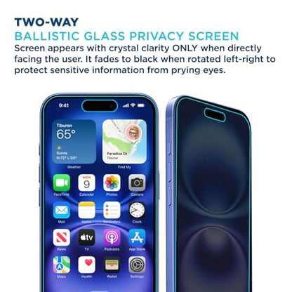Tech Armor Privacy Glass for iPhone 16 Screen Protector, Ballistic 1-Pack - size: iPhone 16-6.1 Inch