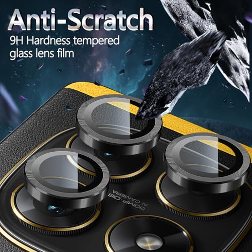 1 Pack Camera Lens Frame for Xiaomi Poco X7 5G/4G, 9H Glass Screen Protector Anti-Scratch, Tempered Glass Metal Individual Camera Cover Accessories for Xiaomi Poco X7 5G/4G,Black - size: for Xiaomi Poco X7 5G/4G