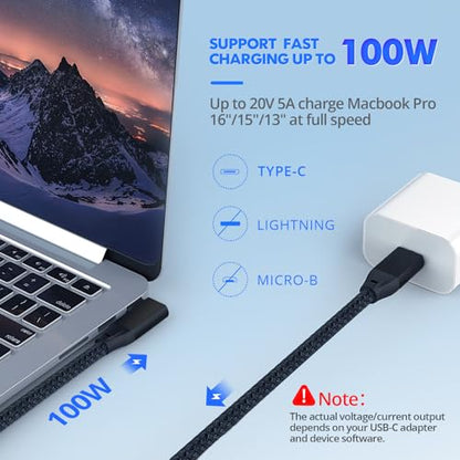 USB C Right Angle Cable 100W 6 inch 2Pack, 4K Video 20Gbps USBC 3.2 Cable - color: Black, size: 0.5FT+0.5FT