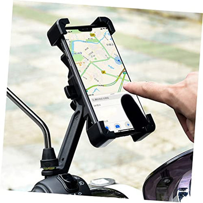 PRETYZOOM Adjustable Motorcycle Cellphone Mount with Shockproof Vibration Dampener Bike Phone Holder for Handlebars Skid Protection Compatible with Motorbikes and Electric Scooters