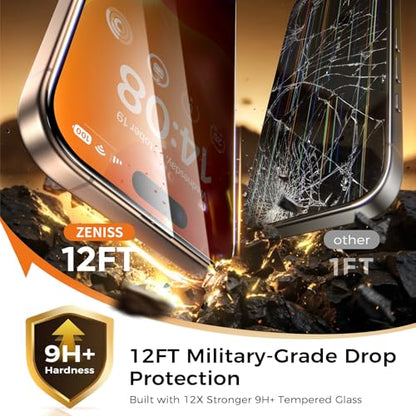 NeverBreak 9H+ Hardness for iPhone 16 Pro Privacy Screen Protector 12FT Military Grade Protection (Scratch, Shatter, Drop Resistance) Tempered Glass Full Coverage 6.3", 2 Pack with De-Bubble Card - size: iPhone 16 Pro