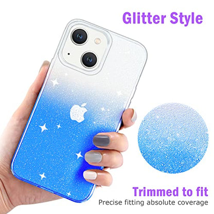 JJGoo Compatible with iPhone 13 Case, Glitter Soft TPU Shockproof Protective Bumper Cover, Sparkle Bling Sparkly Cute Slim Women Girls Phone Case for iPhone 13, 6.1inch, Gradient Glitter Blue - color: Gradient Blue