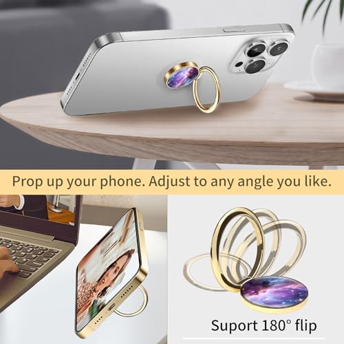 Cell Phone Ring Holder, Cute Phone Ring Grip Stand, 360°Rotation Funny Metal Kickstand Finger Grip Purple Beautiful Universe - color: Purple Beautiful Universe