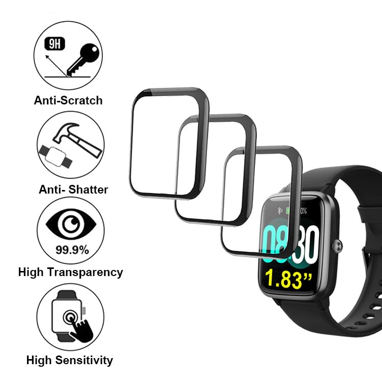 Compatible with GRV FC1 1.83” Smartwatch, 3D Screen Protectors, 3 Piece, Full Coverage, Anti-shatter, 3DFC1P72