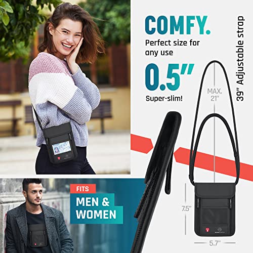 Neck Wallet, Travel Pouch For Passport Holder And Documents, Travel Neck Wallet For Traveling Women - color: Grey