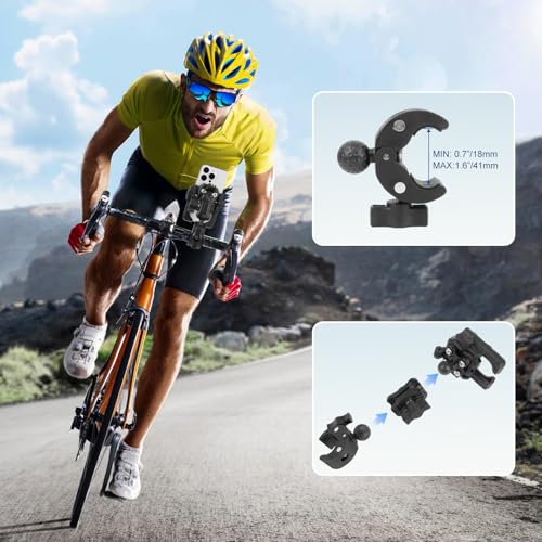 Universal Phone Mount for Bike/Motorcycle/Scooter/ATV, 720° Rotatable Anti-Shake Holder with One-Hand Quick Release &Secure Lock Knob, Fits 5.4-7.2” iPhone 16/15/14/13 Pro Max, 75026 - size: Phone holder Super Clamp