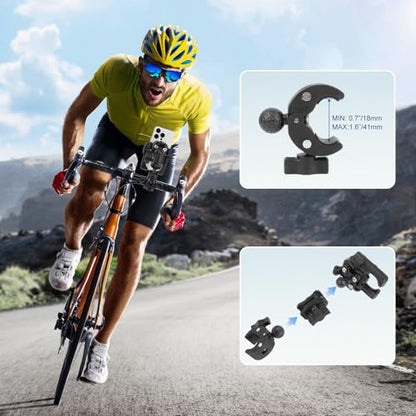 Universal Phone Mount for Bike/Motorcycle/Scooter/ATV, 720° Rotatable Anti-Shake Holder with One-Hand Quick Release &Secure Lock Knob, Fits 5.4-7.2” iPhone 16/15/14/13 Pro Max, 75026 - size: Phone holder Super Clamp