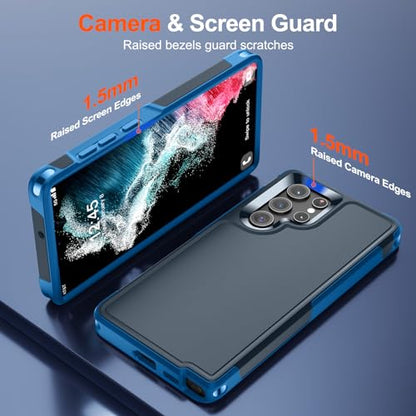 zapica Designed for Samsung Galaxy S22 Ultra Case, Deep Blue | Military Grade Drop Protection, Dual Layer Structure Design, Heavy Duty Shockproof Non-Slip Phone Cover - color: Deep Blue, size: Samsung Galaxy S22 Ultra 6.8''