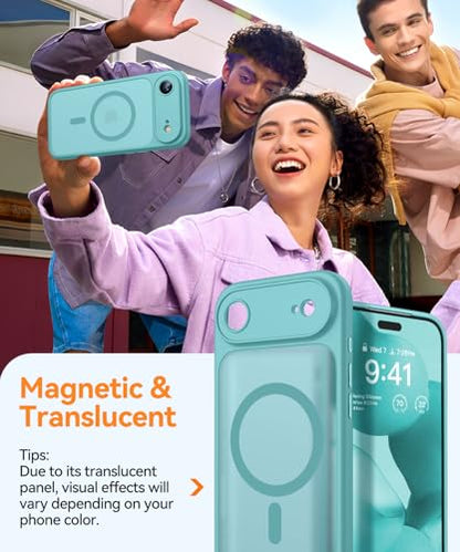 CANSHN Magnetic Compatible with iPhone Air Case(6.5 Inch), Upgraded [Full Camera Protection] [Compatible with Magsafe] [Translucent Matte] Shockproof Phone Cover for iPhone 17 Air Case,Teal - color: Teal, size: iPhone Air (6.9 Inch,1 Lens)