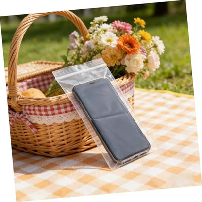 Mobestech 50pcs Waterproof Sealed Phone Case with Touchscreen, Thickened Mobile Phone Pouch 10x20cm, Dustproof Protective Bag for Hiking Camping Travel Transparent