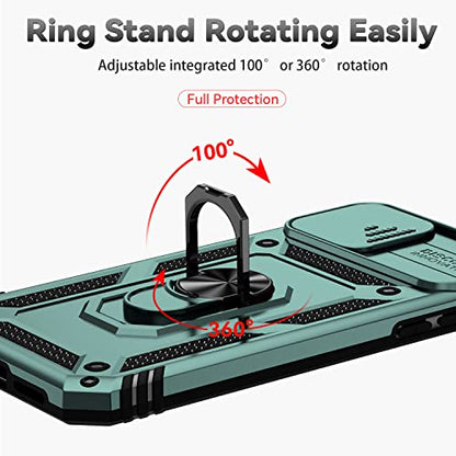 for iPhone 11 Case,with Screen Protectors and Camera Cover,[Military Grade] 16ft.Drop Tested Cover with Magnetic Kickstand Protective Case for iPhone 11 6.1 inch, Green - color: Green