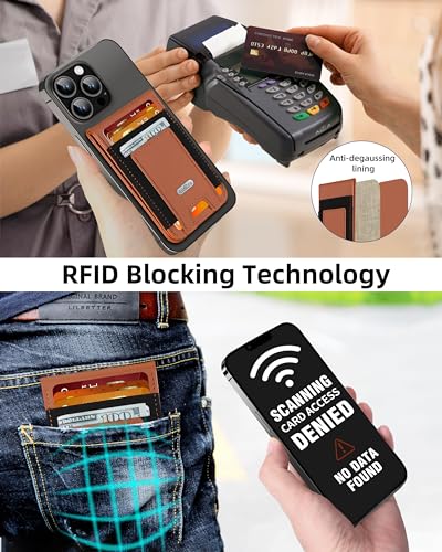For Magsafe Wallet Stand, 10 Cards Holder, Strongest Magnetic Wallet | Leather Magnetic Phone Wallet for iPhone 17/16/15/14/13/12 Series, ID Window, 4 Card Slot, RFID Blocking, Brown - color: Brown