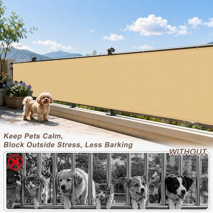 SUNNY GUARD 3' x 10' Balcony Privacy Screen, HDPE Patio Railing Cover Fence - color: Sand Yellow, size: 0 3' x 1 0'