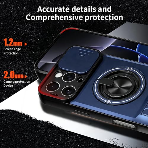 Dssairo for iPhone 16 Pro Max case with 360°Rotation Magnetic Ring Compatible with MagSafe Slide Camera Cover Foldable Stand Military-Grade Shockproof Protective case (Blue, iPhone 16 Pro Max) - color: Blue, size: iPhone 16 Pro Max