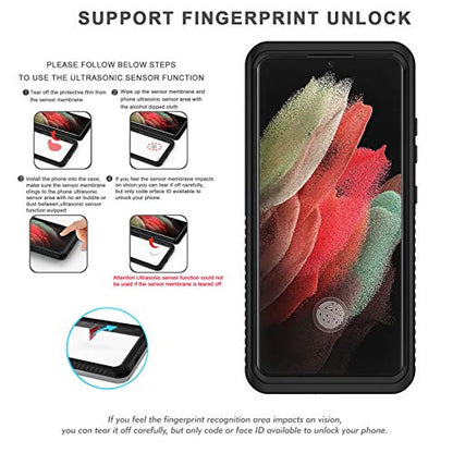 Lanhiem for Samsung Galaxy S21 Ultra Case, IP68 Waterproof Dustproof, Built-in Screen Protector, Rugged Full Body Shockproof Protective Phone Cover for Galaxy S21 Ultra 5G 6.8 Inch, Black - size: for Galaxy S21 Ultra
