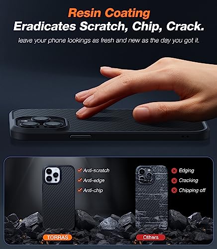 TORRAS Upgraded Stronger Magnetic for iPhone 14 Pro Case, Black Edge | 12 FT Military Grade Drop Tested, Compatible with MagSafe, Scratch Resistant for iPhone 14 Pro Phone Case - color: Aramid Fiber Black