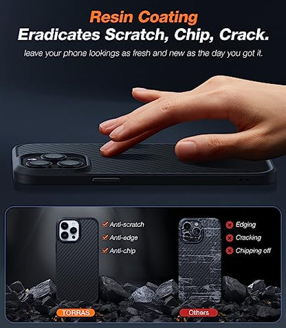 TORRAS Upgraded Stronger Magnetic for iPhone 14 Pro Case, Black Edge | 12 FT Military Grade Drop Tested, Compatible with MagSafe, Scratch Resistant for iPhone 14 Pro Phone Case - color: Aramid Fiber Black