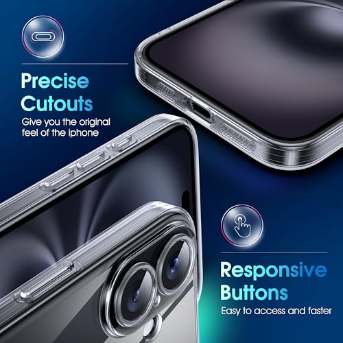 Supdeal Crystal Clear Case for iPhone 16 Plus, [Not Yellowing] [Camera Protection] [Military Grade Drop Tested] Transparent Shockproof Protective Soft Silicone Slim Cover, 6.7 inch, Transparent - color: Transparent, size: iPhone 16 Plus