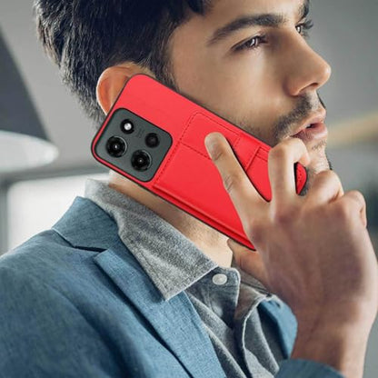 for Moto G 5G 2025 Back RFID Blocking Wallet Case, Red | PU leather, TPU interior, 5 card slots, cash/photo pocket, magnetic clasp, kickstand, 2-layer shockproof, scratch resistant - color: Red