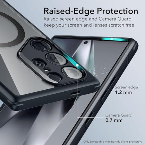 ESR for Samsung Galaxy S24 Ultra Magsafe Case with Kickstand, Wireless Charging Compatible with Magnetic, 3 Stand Modes, Military-Grade Protection, Shockproof Case Slim Fit for S24 Ultra, Clear Black - color: Magsafe Boost-Clear Black