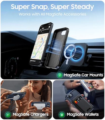 Magnetic for iPhone 17e Case Rugged Dual-Layer Shockproof Blue | Military-Grade Heavy Duty Protection, Fit for Magsafe, Matte Finish Scratch Resistant Anti-Fingerprint Anti-Slip Phone Cover - color: Blue