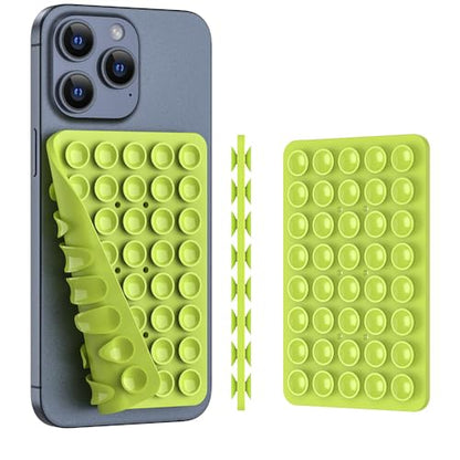 Double Sided Silicone Suction Phone Holder Mount, Silicon Accessory for iPhone and Android, Hands-Free Mirror Shower Phone Holder, TikTok Videos and Selfies (Green+Turquoise) - color: Green+Turquoise