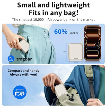 Hichain Small Portable Charger with Built in Cables LED Display Gold - color: Gold