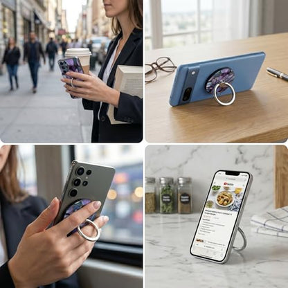 Magnetic Phone Ring Holder with MagSafe, 360° Rotation Super Magnet Finger Grip Removable Kickstand, Cute Stained Glass Floral Designed Stand for iPhone 17 16 15 14 13 12 Pro Max Plus, Lotus - color: Lotus