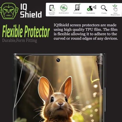 IQShield 2 Pack Screen Protector for Galaxy S22 Ultra 6.8": Clear TPU Film, Bubble-Free Installation, Scratch-Resistant, Case Friendly, HD Clarity, Fingerprint Unlock