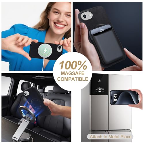 Harryshell Compatible with iPhone 16e / 17e Case Wallet Multi Zipper Detachable Removable Cover Purse with RFID Blocking Card Slots Holder Mirror Crossbody Strap (Compatible with Magsafe - Black) - color: Compatible with Magsafe - Black, size: iPhone 16e