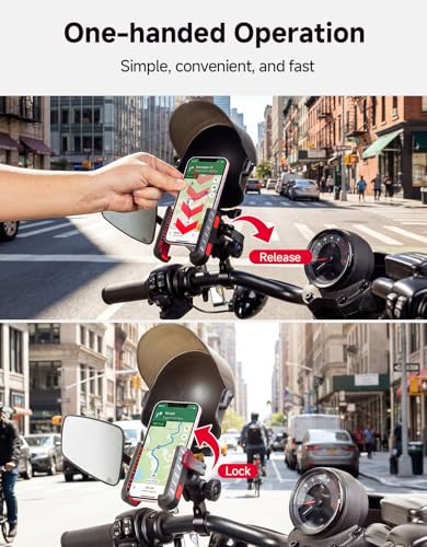 KEMIMOTO Motorcycle Phone Mount with Sun Hat, Fit for Bike, ATV, Scooter