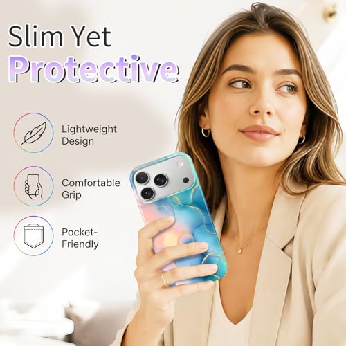 Case Compatible with iPhone 17 Pro Max, 2025 Anti-Yellow Ultra Transparent Soft TPU Phone Case, Shockproof Anti-Slip Slim Lightweight Full Coverage Protective (Marble Pattern 1) - color: Marble pattern 1