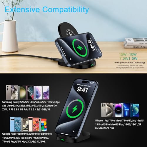 Wireless Charger Fast Charging Stand for Moto G Stylus 5G 2026/G Power 2025 - color: Black