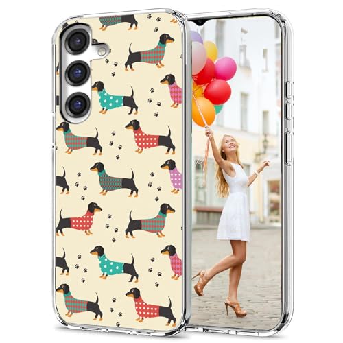for Samsung Galaxy S24 FE Case for Girl Women Men, Full Protective Shockproof Slim Soft TPU Clear Phone Cover Cases with Design for Galaxy S24 FE,Cute Cartoon Animal Pet Dog Dachshund Paw - color: Pet Dog Dachshund