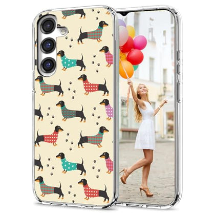 for Samsung Galaxy S24 FE Case for Girl Women Men, Full Protective Shockproof Slim Soft TPU Clear Phone Cover Cases with Design for Galaxy S24 FE,Cute Cartoon Animal Pet Dog Dachshund Paw - color: Pet Dog Dachshund