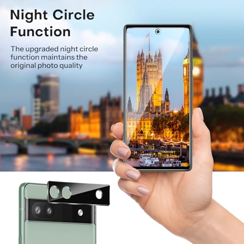 OMOTON 3+2 Pack Screen Protector for Google Pixel 6a (6.1 Inch 2022 Release), 3 Pack Tempered Glass Screen Protector & 2 Pack Camera Lens Protector, Bubble Free/Scratch Resistant - size: Pixel 6a-61''