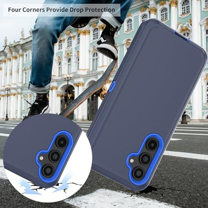 Compatible with Samsung Galaxy A35 Case, with Belt Clip Holster Heavy Duty Rugged Shockproof Full Body Protection Kickstand Cover for Samsung Galaxy A35 Phone (Navy Blue) - color: Navy Blue