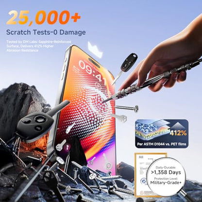 DMJN 9H+ Glass for iPhone 16 Pro Max Screen Protector (NO.1 Military Grade Shatterproof) Screen Protector 16 Pro Max Tempered Glass, Full Edge Coverage, 2 Pack - size: iPhone 16 Pro Max