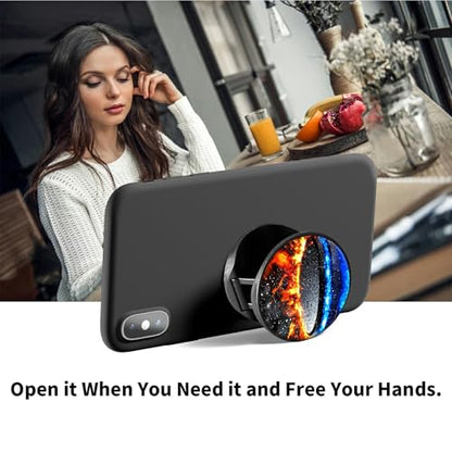 2 Pack Cell Phone Grip with Expanding Kickstand, Blue Red Flames - color: Blue Red Flames