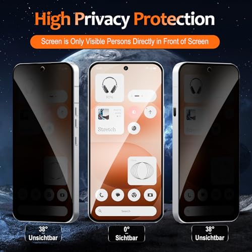 2 Pack Privacy Screen Protector for Nothing Phone (4a) Pro, Tempered Glass Film full Coverage Anti Scratch, Anti-Spy, 9H Hardness, Bubble Free for Nothing Phone 4a Pro Privacy Screen Protector - size: Nothing Phone (4a) Pro