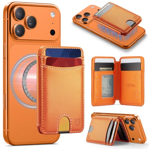 for Magsafe Wallet Magnetic RFID Blocking Card Holders, Orange - color: Orange