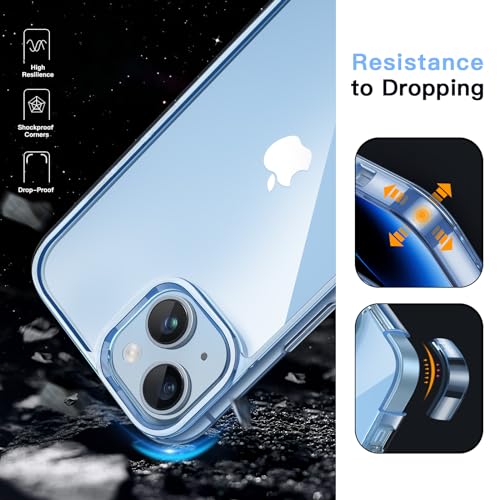JETech Case for iPhone 14, Anti-Yellowing, Sierra Blue | Shockproof Protection, Scratch Resistant Hard PC Back, Durable Transparent TPU Bumper - color: Sierra Blue, size: iPhone 14