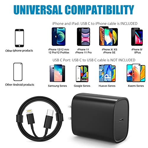 for iPhone 14 13 12 11 Fast Charger USB C Wall Charger [2-Pack] 10FT Fast Charging Cable Compatible with iPhones 14/14 Pro/14 Pro Max/Phone 13/12/11/X/8/7/6/iPad Pro/Mini,Black - color: Black, size: 10ft