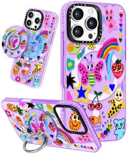 Lotadilo for iPhone 16 Pro Max Case Compatible with Magsafe Ring Holder Stand - for Women Crayon Drawing Design TPU Phone Cover for Girls Girly Funny Fashion - color: Crayon Drawing, size: for iPhone 16 Pro Max