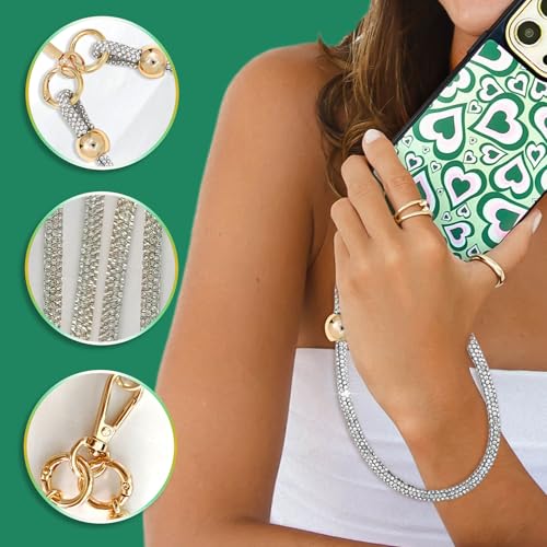 Crystal Phone Strap Crossbody and Wrist Lanyard, Anti Theft Layered & Wrist Strap Cell Phone Neck for Women - color: Clear